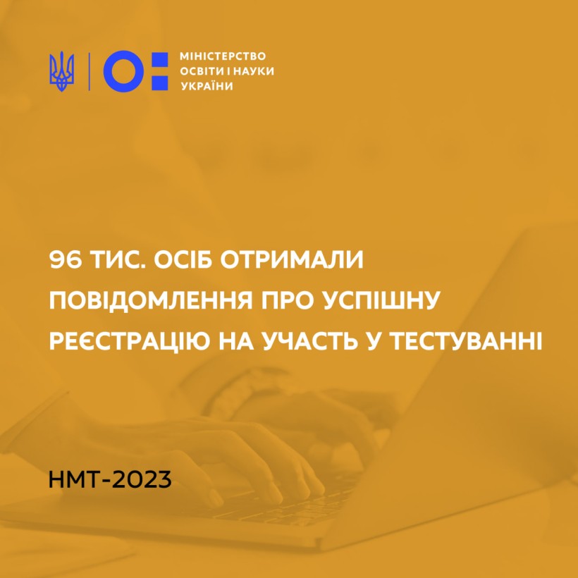 НМТ-2023: 96 тис. осіб отримали повідомлення про успішну реєстрацію