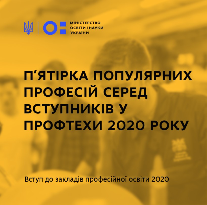 МОН публікує п’ятірку популярних професій серед вступників у профтехи 2020 року