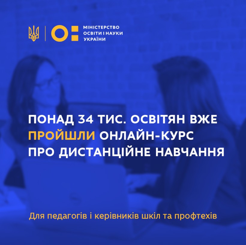 Понад 34 тис. освітян вже пройшли онлайн-курс про дистанційне та змішане навчання