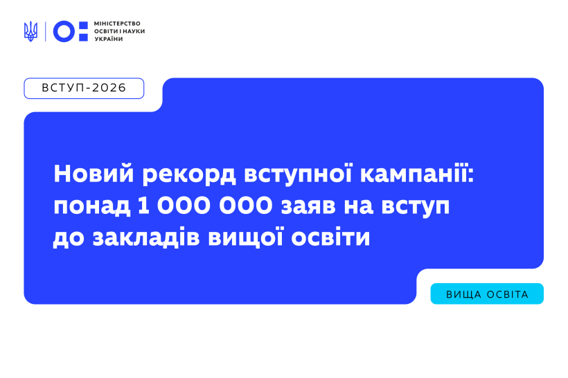 Новий рекорд вступної кампанії: понад 1 000 000 заяв на вступ до ЗВО