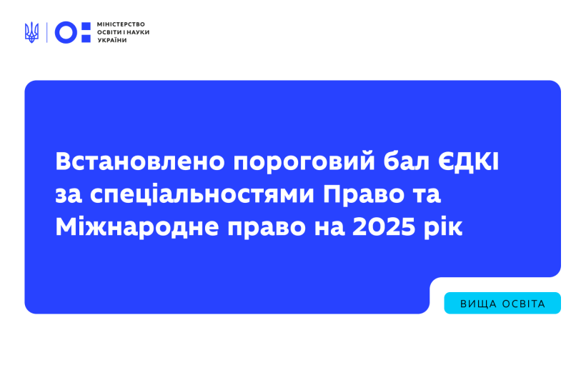 Встановлено пороговий бал ЄДКІ за спеціальностями Право та Міжнародне право на 2025 рік