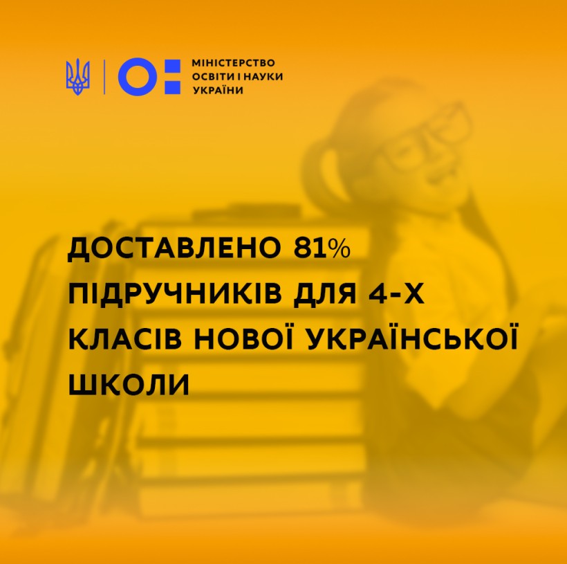 Доставлено 81% підручників для 4-х класів Нової української школи