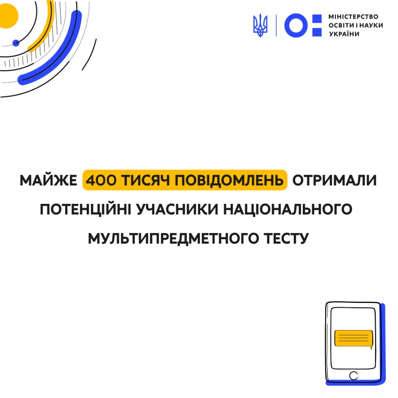 Майже 400 тис. повідомлень отримали потенційні учасники національного мультипредметного тесту