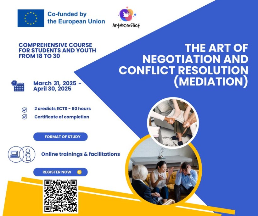 Відкрито реєстрацію на міжнародний онлайн-курс «The Art of Negotiation and Conflict Resolution (Mediation)»