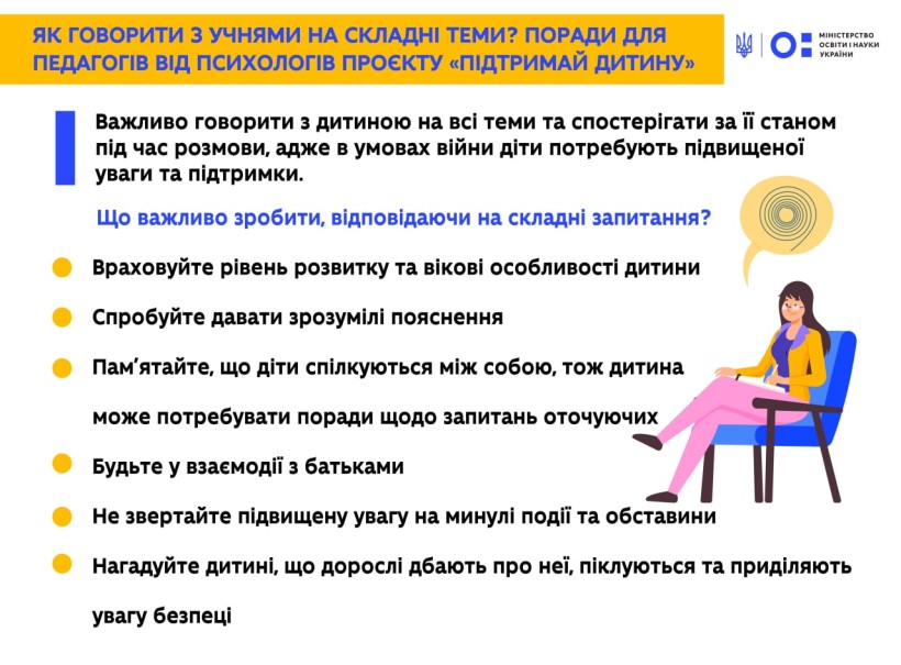 Як говорити з учнями на складні теми? Поради для педагогів від психологів проєкту «Підтримай дитину»