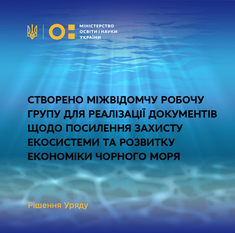 Створено міжвідомчу робочу групу для реалізації документів щодо посилення захисту екосистеми та розвитку економіки Чорного моря – рішення Уряду