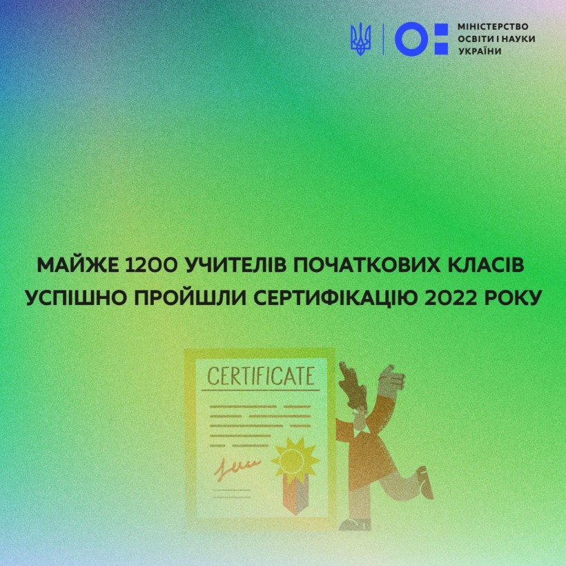 Майже 1200 учителів початкових класів успішно пройшли сертифікацію 2022 року