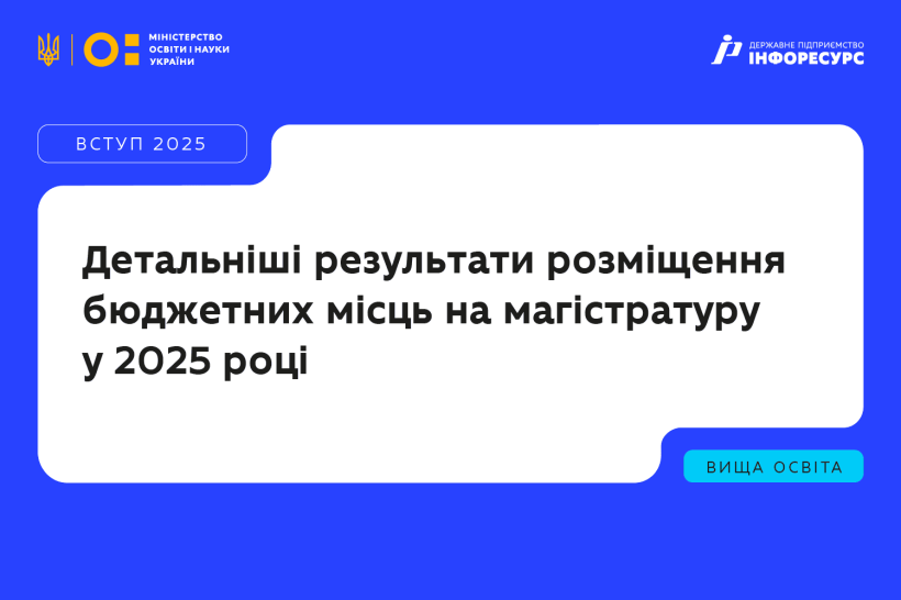 Детальніші результати розміщення бюджетних місць на магістратуру у 2025 році