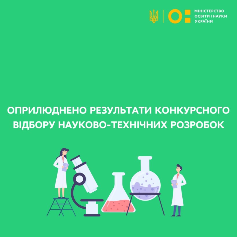Оприлюднено результати конкурсного відбору науково-технічних розробок