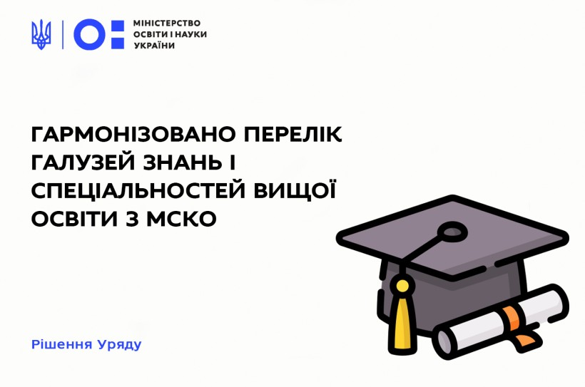 Урядом гармонізовано перелік галузей знань і спеціальностей вищої освіти з Міжнародною стандартною класифікацією освіти