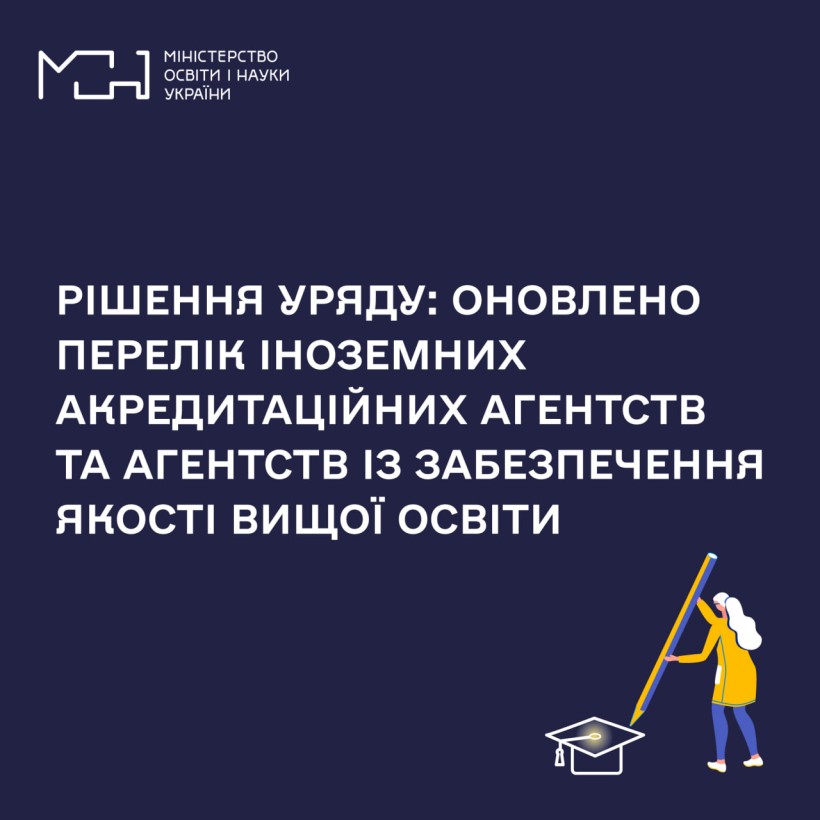 Рішення Уряду: оновлено перелік іноземних акредитаційних агентств та агентств із забезпечення якості вищої освіти