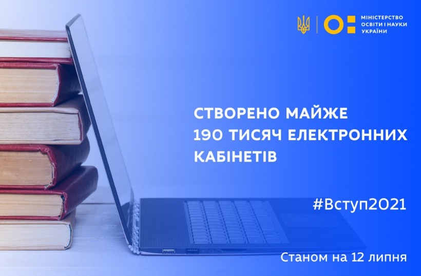 Вступна кампанія до ЗВО: створено майже 190 тисяч електронних кабінетів
