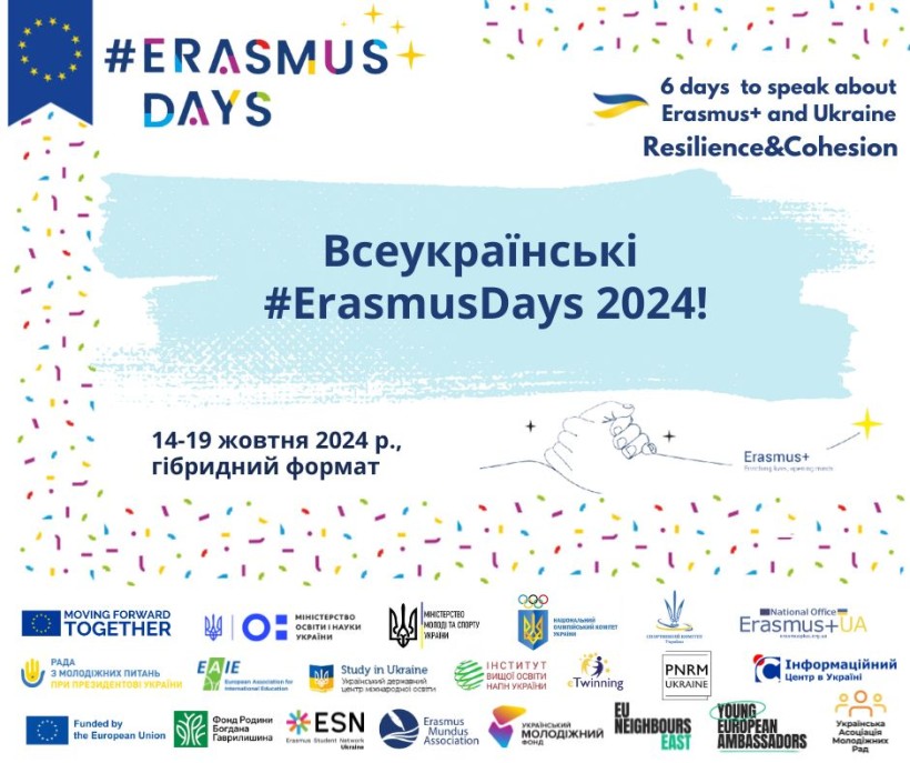 Дорогі Еразмусівці! Запрошуємо приєднатись до всесвітньої ініціативи #ErasmusDays 2024!
