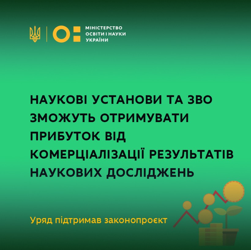 Наукові установи та ЗВО зможуть отримувати прибуток від комерціалізації результатів наукових досліджень – Уряд підтримав законопроєкт