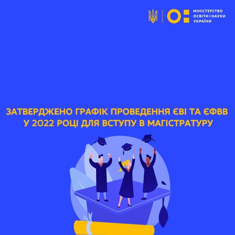 Затверджено графік проведення ЄВІ та ЄФВВ у 2022 році для вступу в магістратуру