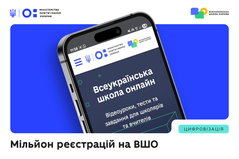 «Всеукраїнська школа онлайн» досягла першого мільйона зареєстрованих користувачів