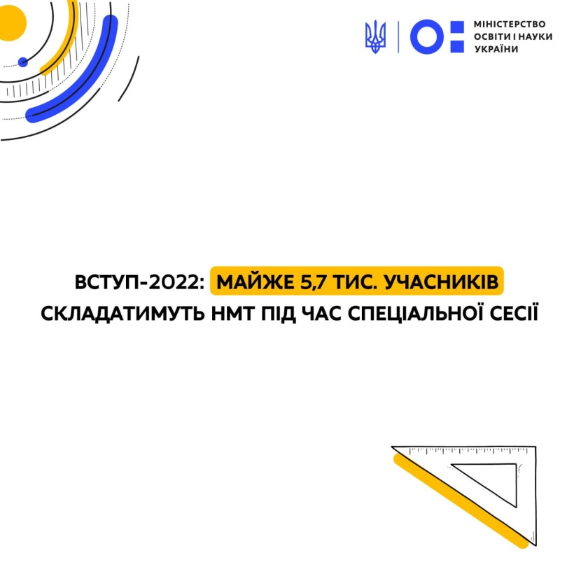 Вступ-2022: майже 5,7 тис. учасників складатимуть НМТ під час спеціальної сесії