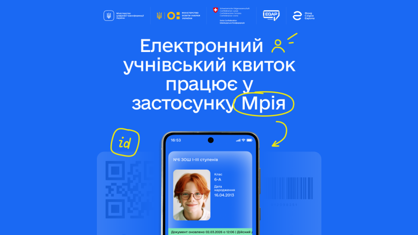 Учнівський квиток у смартфоні: цифровий документ можна відкрити у застосунку Мрія