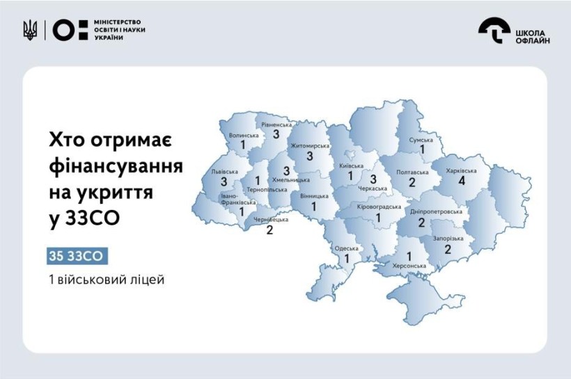 Ще 36 укриттів у школах і військовому ліцеї: уряд затвердив розподіл субвенції